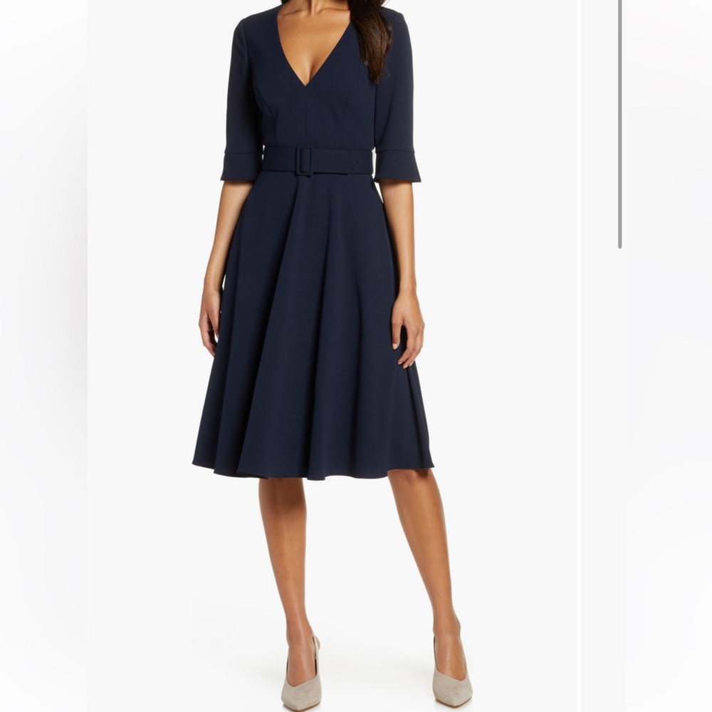 Harper rose belted fit and flare dress